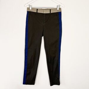 Vince Gray Tapered Cotton Dress Pants with Blue Side Stripe